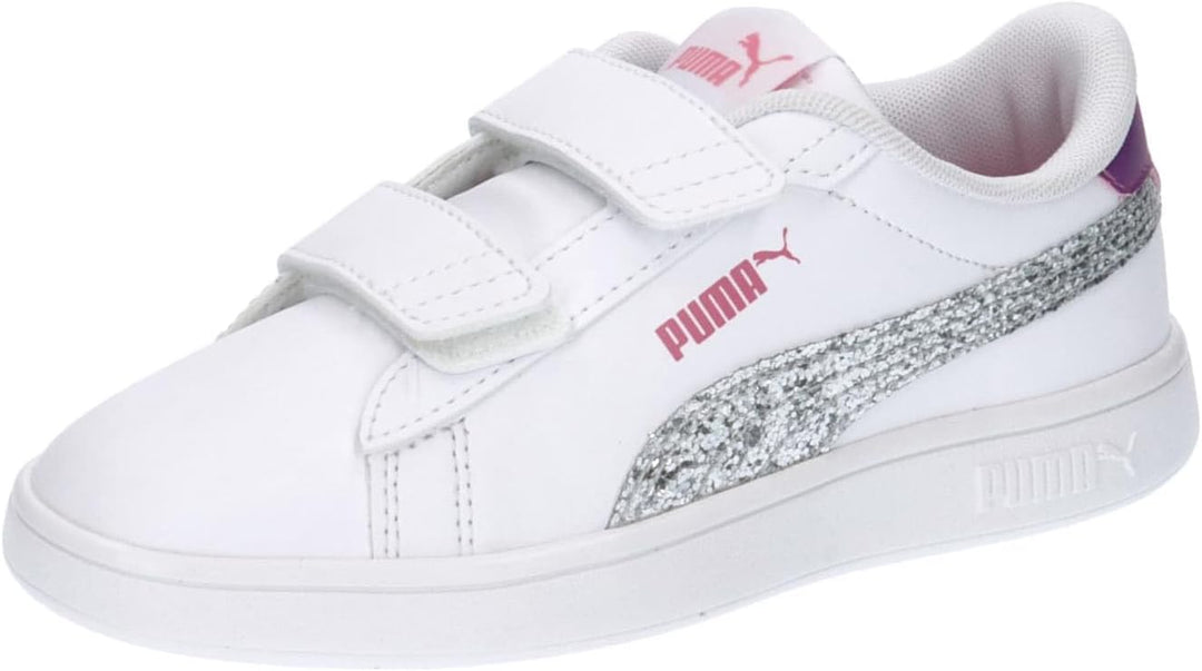 PUMA Mädchen Smash 3.0 L Star Glow V Ps Sneaker 28 EU Puma White Puma Silver Strawberry Burst Purple