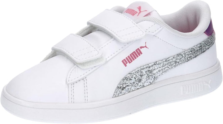PUMA Mädchen Smash 3.0 L Star Glow V Ps Sneaker 28 EU Puma White Puma Silver Strawberry Burst Purple