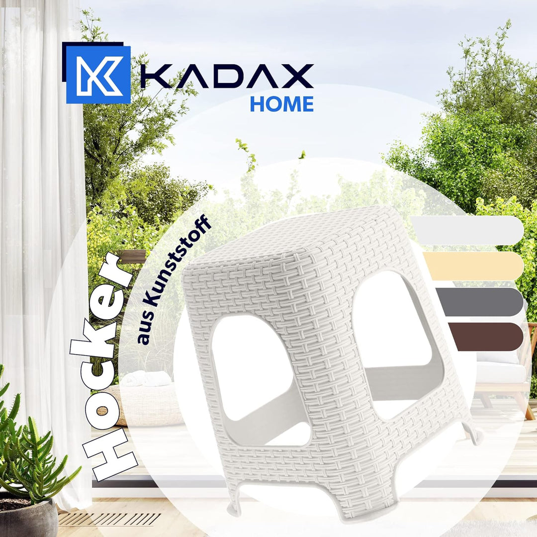 KADAX Hocker aus Kunststoff, Tritthocker bis 120 kg, Rattanhocker mit Antirutschfüssen, Badhocker, W