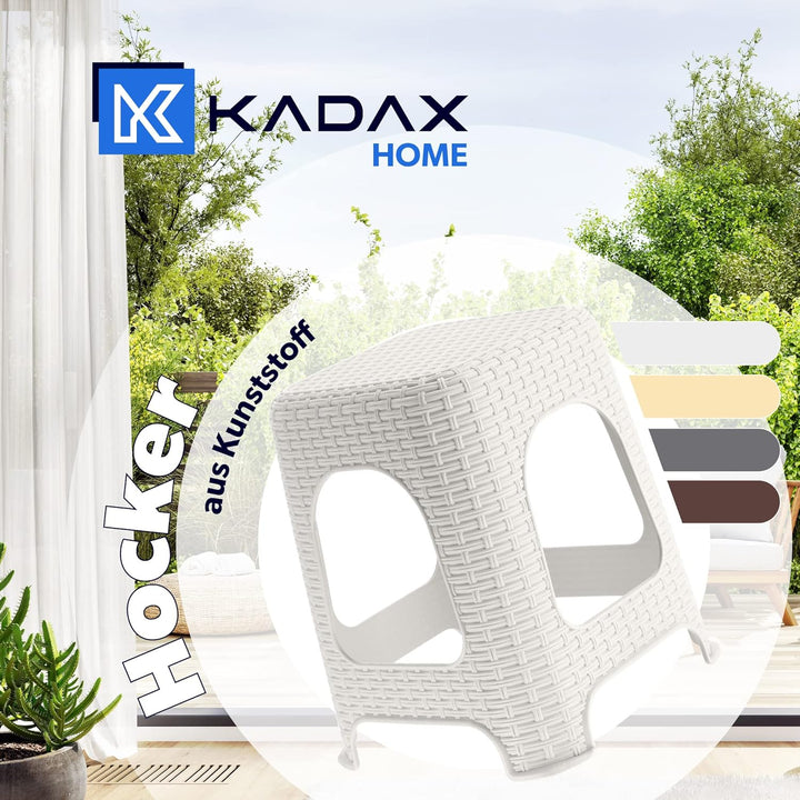 KADAX Hocker aus Kunststoff, Tritthocker bis 120 kg, Rattanhocker mit Antirutschfüssen, Badhocker, W