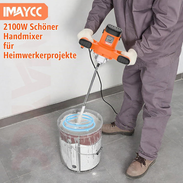 IMAYCC 2100W Rührwerk Mörtelrührer Elektrischer Beton Mischer Mörtelmischer M14 6 Geschwindigkeits R