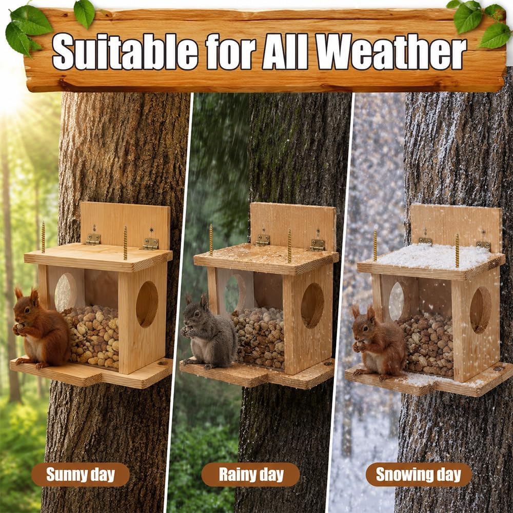 Eichhörnchen Futterhaus Wetterfest, Eichhörnchen Futterspender mit Maiskolbenhalter Streifenhörnchen