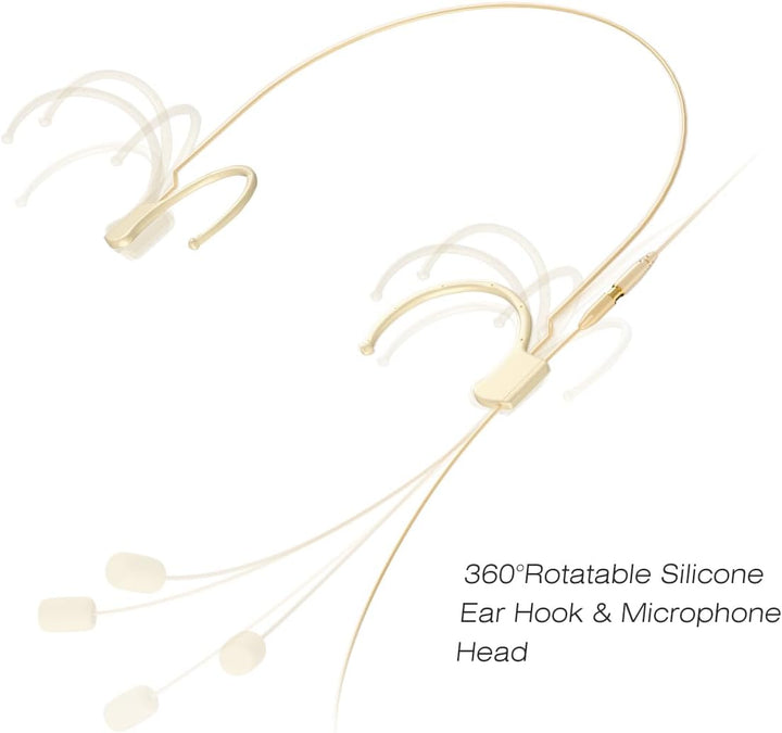 KIMAFUN Beiges Headset-Mikrofon, professionelles Over-Ear-Kondensator-Kopfhörermikrofon, kompatibel