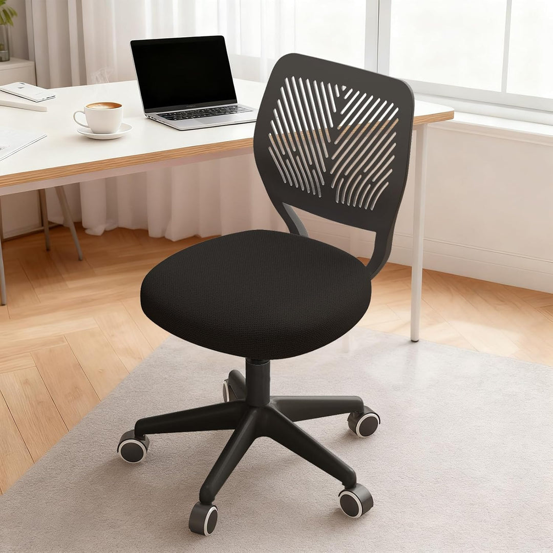 Höhenverstellbarer Homeoffice-Stuhl ohne Armlehnen – runder Schreibtisch-Rollhocker mit Rückenlehne