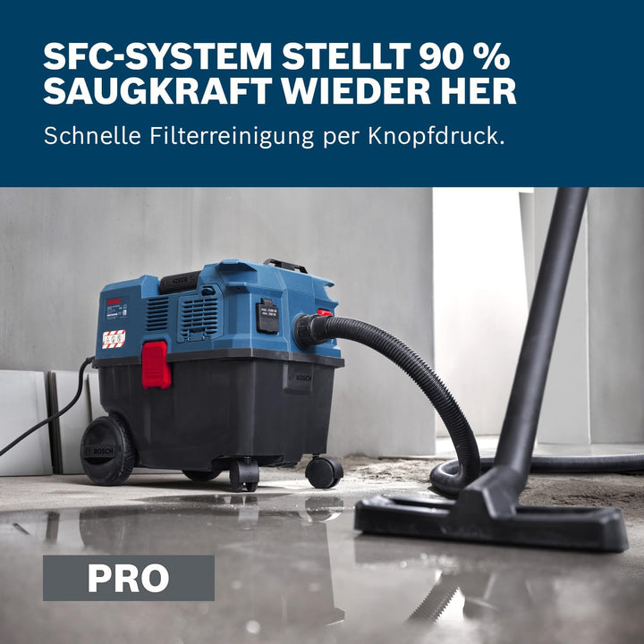Bosch PRO Kabel-Nass-/Trockensauger GAS12-25LS (inkl. Kunststoff-Verlängerungsrohre, Flachfaltenfilt