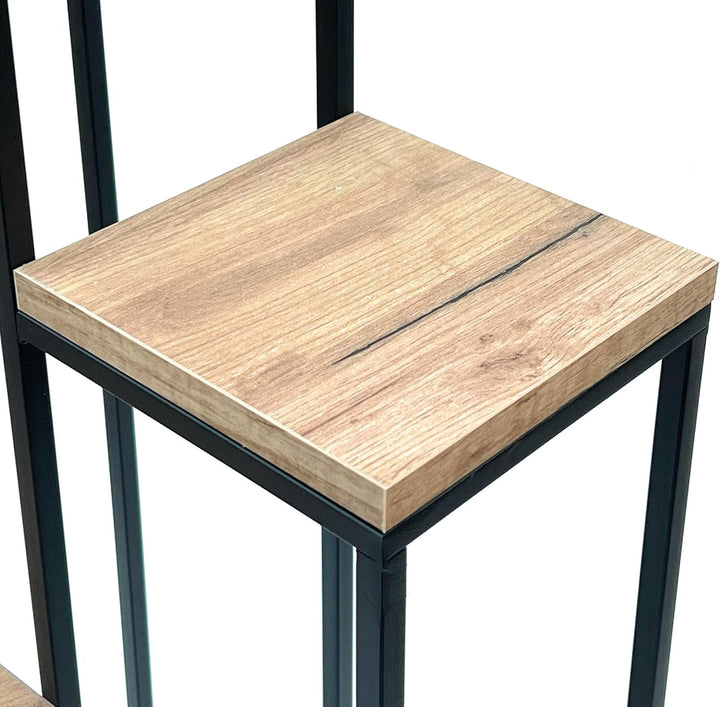 DanDiBo Blumentreppe Metall Schwarz Holz 90 cm Pflanzentreppe Blumenständer 96349 Blumensäule Modern