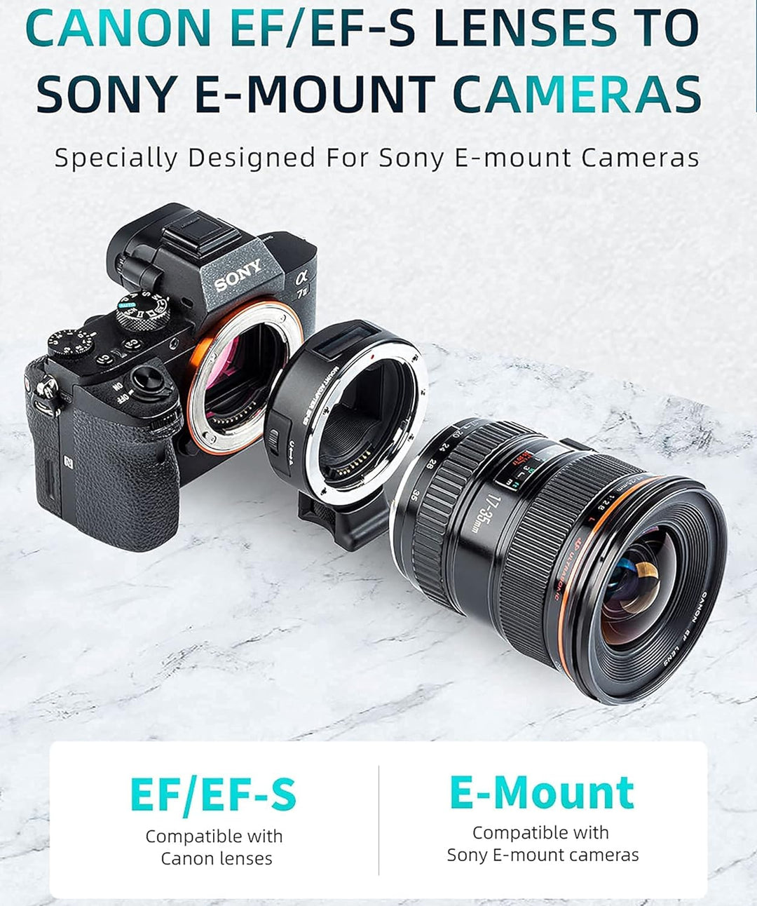 Viltrox Autofokus Adapter EF-E5 kompatibel mit Canon EF/EF-S Objektiv auf Sony E-Mount Kamera A9 A7