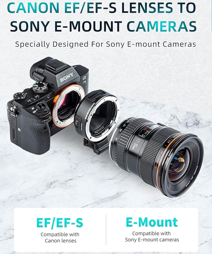 Viltrox Autofokus Adapter EF-E5 kompatibel mit Canon EF/EF-S Objektiv auf Sony E-Mount Kamera A9 A7