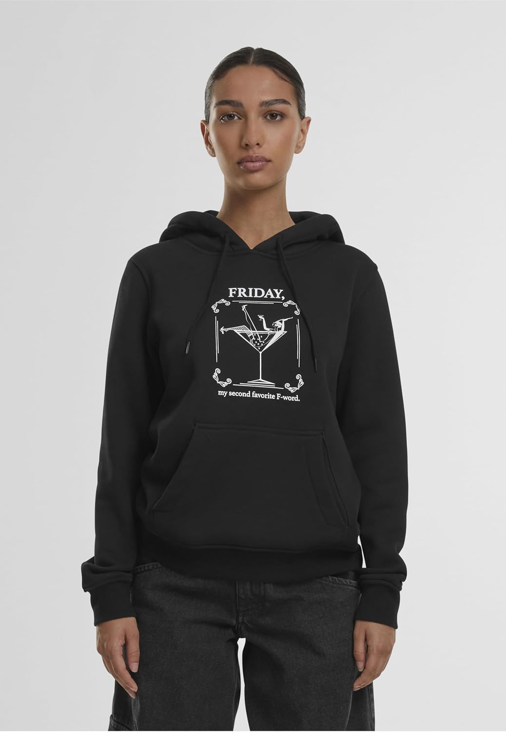 Mister Tee Damen Ladies F-Word Hoody Hooded Sweatshirt XS Schwarz, XS Schwarz