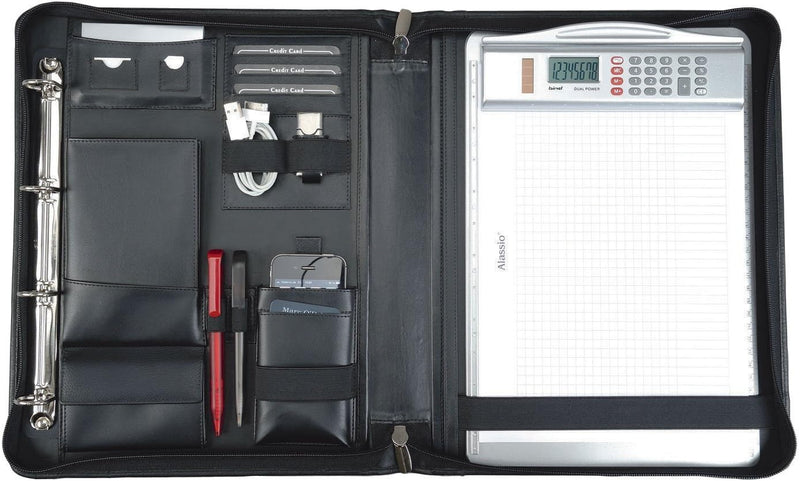 Alassio 30072 - Orgamappe A4 CESENA, aus Nappaleder, schwarz, ca. 37 × 30 × 6 cm
