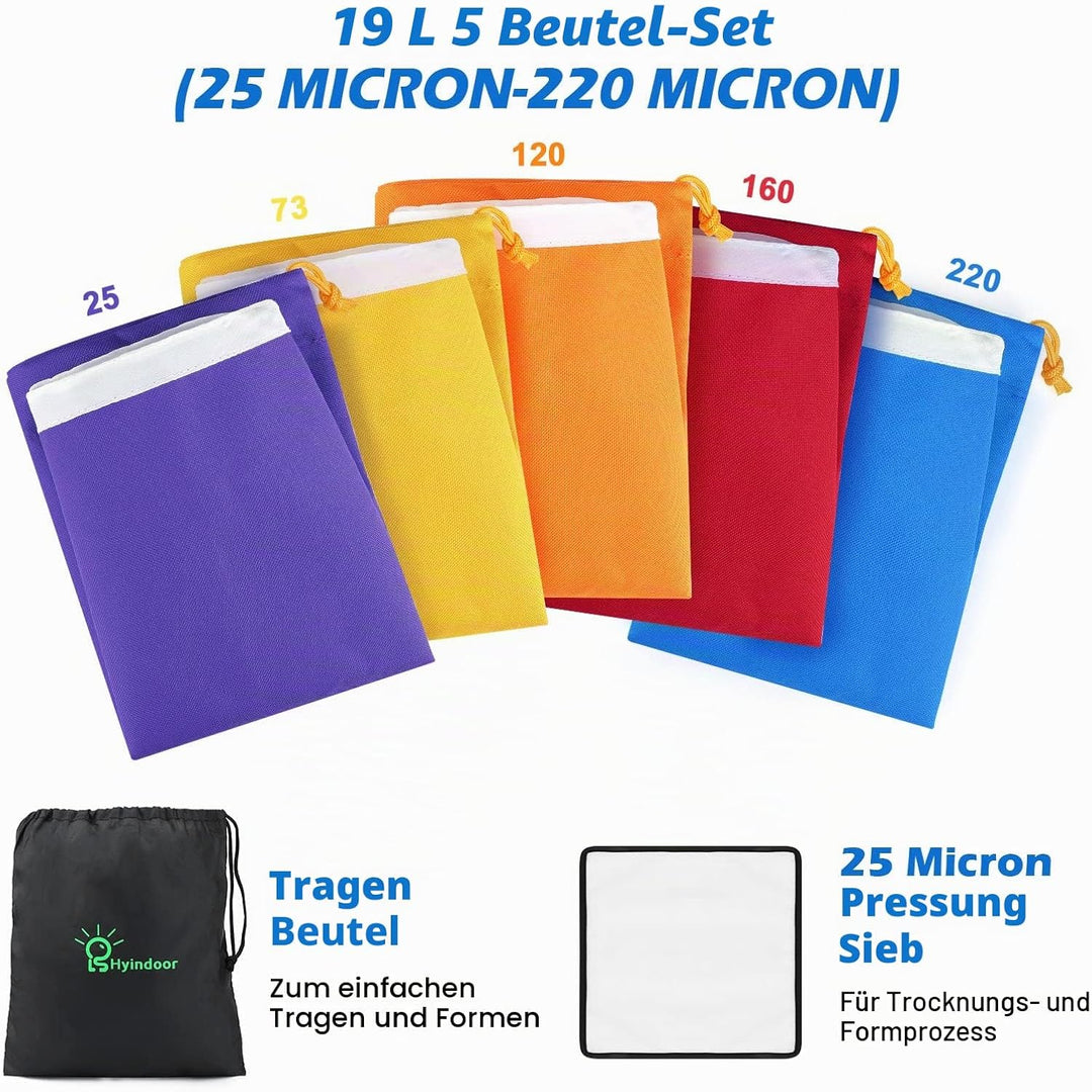 Hyindoor Bubble Bags 5 Gallonen 5 Beutel Set Krautig EIS Essenz Extractor Kit für Kräuterextraktion