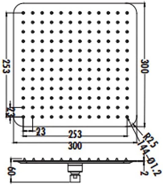 Aloni® Regenduschkopf eckig 30x30 cm, Rainshower Kopfbrause Grau gebürstet, Regendusche mit Anti-Kal