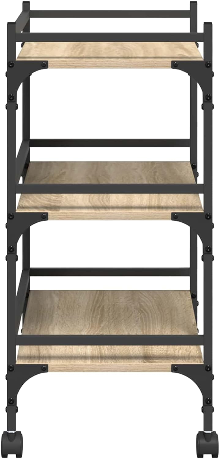 vidaXL Küchentrolley Sonoma-Eiche 50 x 35 x 75,5 cm Holzwerkstoff, Geräumiger Küchenwagen, moderner