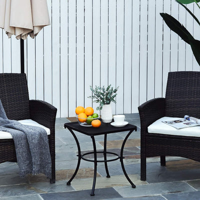 Outsunny Garten Couchtisch, Beistelltisch, Kaffeetisch, Metall, Schwarz, Terrasse, 45 x 45 x 50 cm