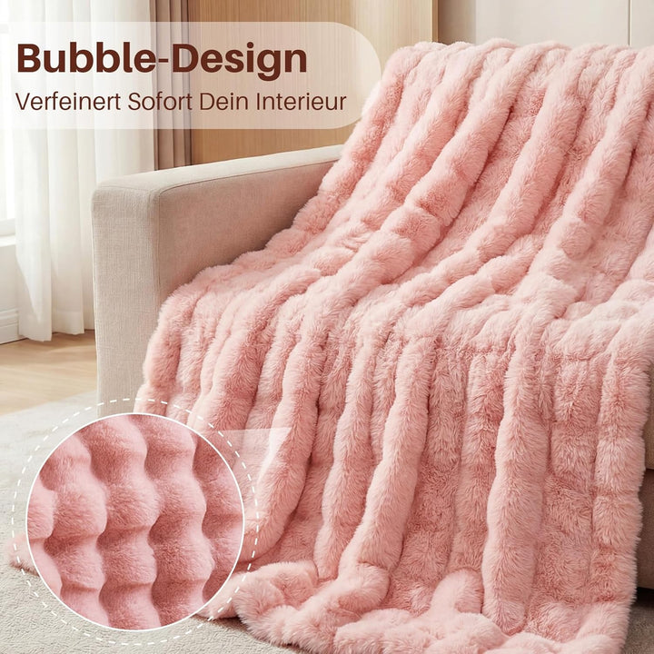Kuscheldecke Kaninchen Plüsch Decke Super Soft Wohndecke Dick 1000 G/M² Flanell Decke Couchdecke War