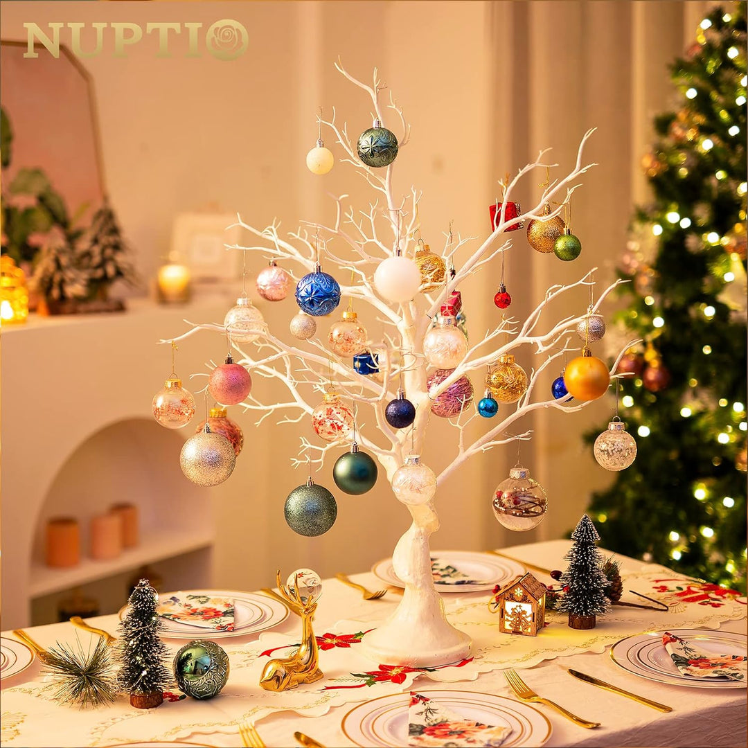 Nuptio Weiss Zweig Künstlichen Baum - 80cm Hoch Weihnachten Ornament Display Bäume, Ostern Gefälscht