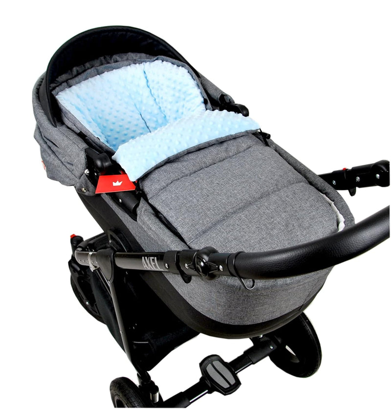 BABYLUX Fusssack 90cm MINKY Kinderwagen Buggy Babyschale Thermo +/ Muff Handmuff Winterfusssack (Gra