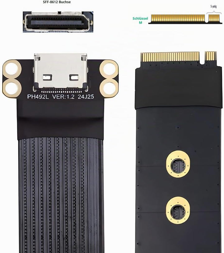 cablecc PCI-E4.0 M.2 M-Key 2280 NGFF auf Oculink SFF-8612 SFF-8611 Hostkabel für NVME U.2 SSD eGPU,