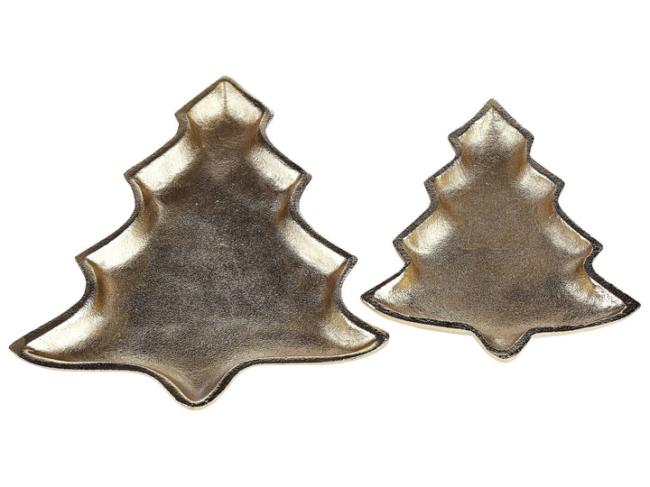Dekoschale Aluminium gold Weihnachtsbaum 2er Set Dekotablett Dekoration Durian