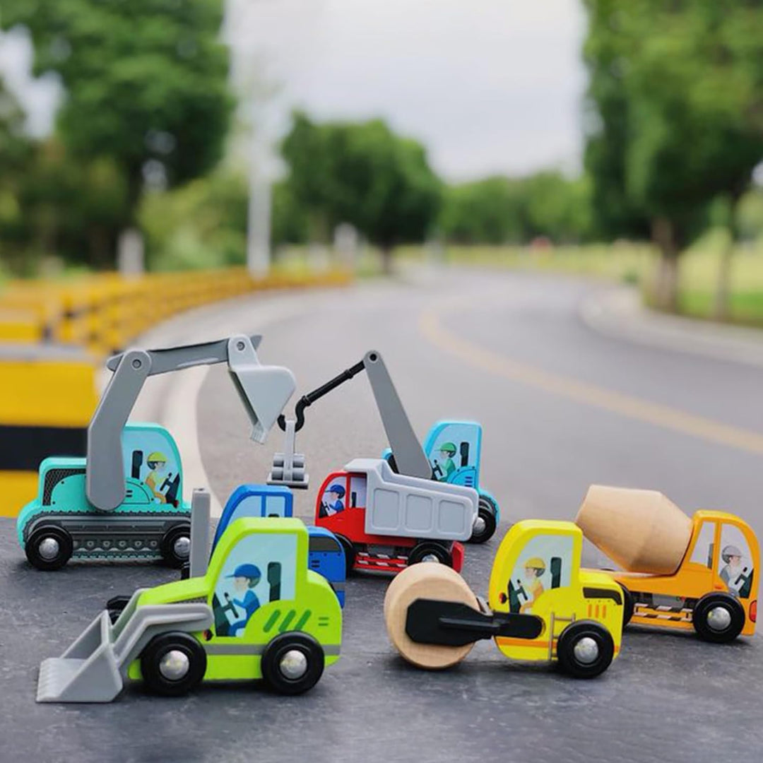 umu® Holz Baufahrzeuge Spielset für Kinder kompatibel mit Brio World Eisenbahn Sets & Anderen Marken