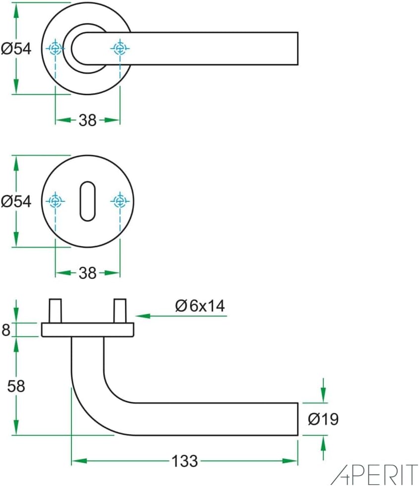 Aperit Türgriff aus Edelstahl - Türklinke Paar mit WC Verriegelung - Drückergarnitur für Innentüren