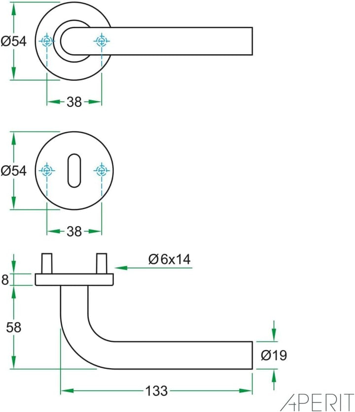 Aperit Türgriff aus Edelstahl - Türklinke Paar mit WC Verriegelung - Drückergarnitur für Innentüren