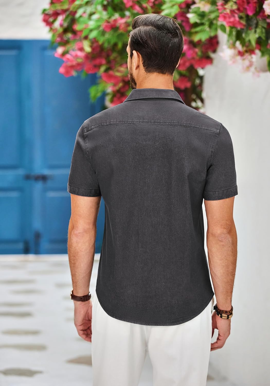 COOFANDY Herren Hemd Kurzarm Jeanshemd Slim Fit Baumwolle Vintage Freizeithemd Sommer Hemden Für Her