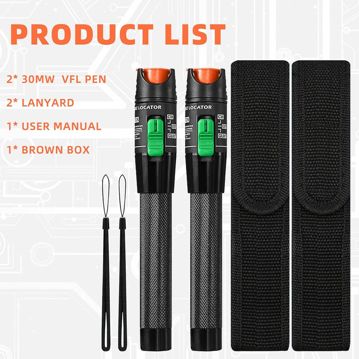2 Stück 30 MW Visual Fault Locator Kits | 30km Glasfaserkabeltester