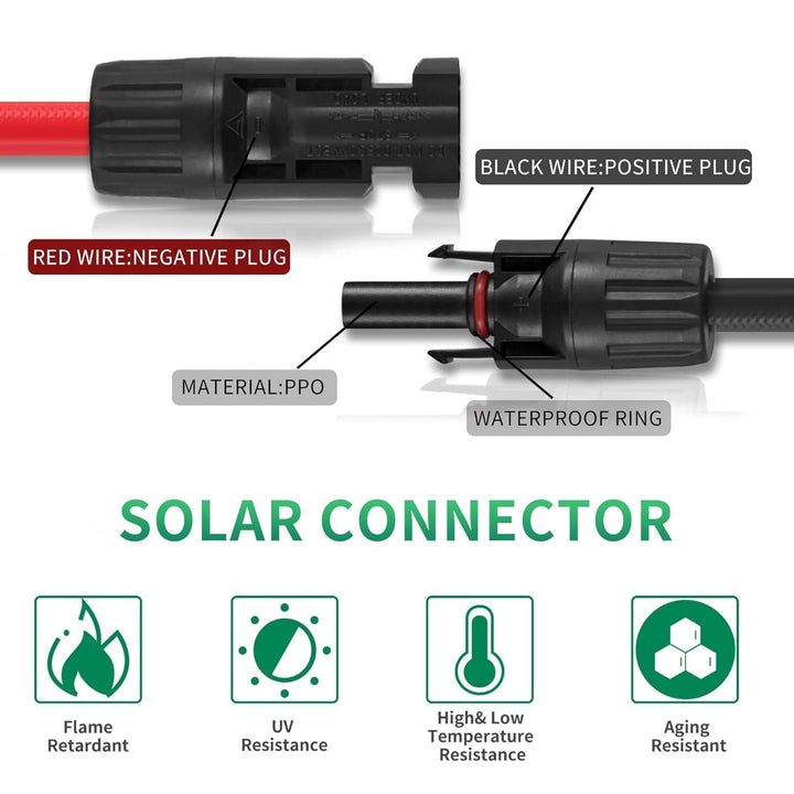 GENORTH Solarkabel 6mm², Solarkabel Verlängerung 1/2/3/6/8m, Solarkabel Verlängerungskabel Photovolt