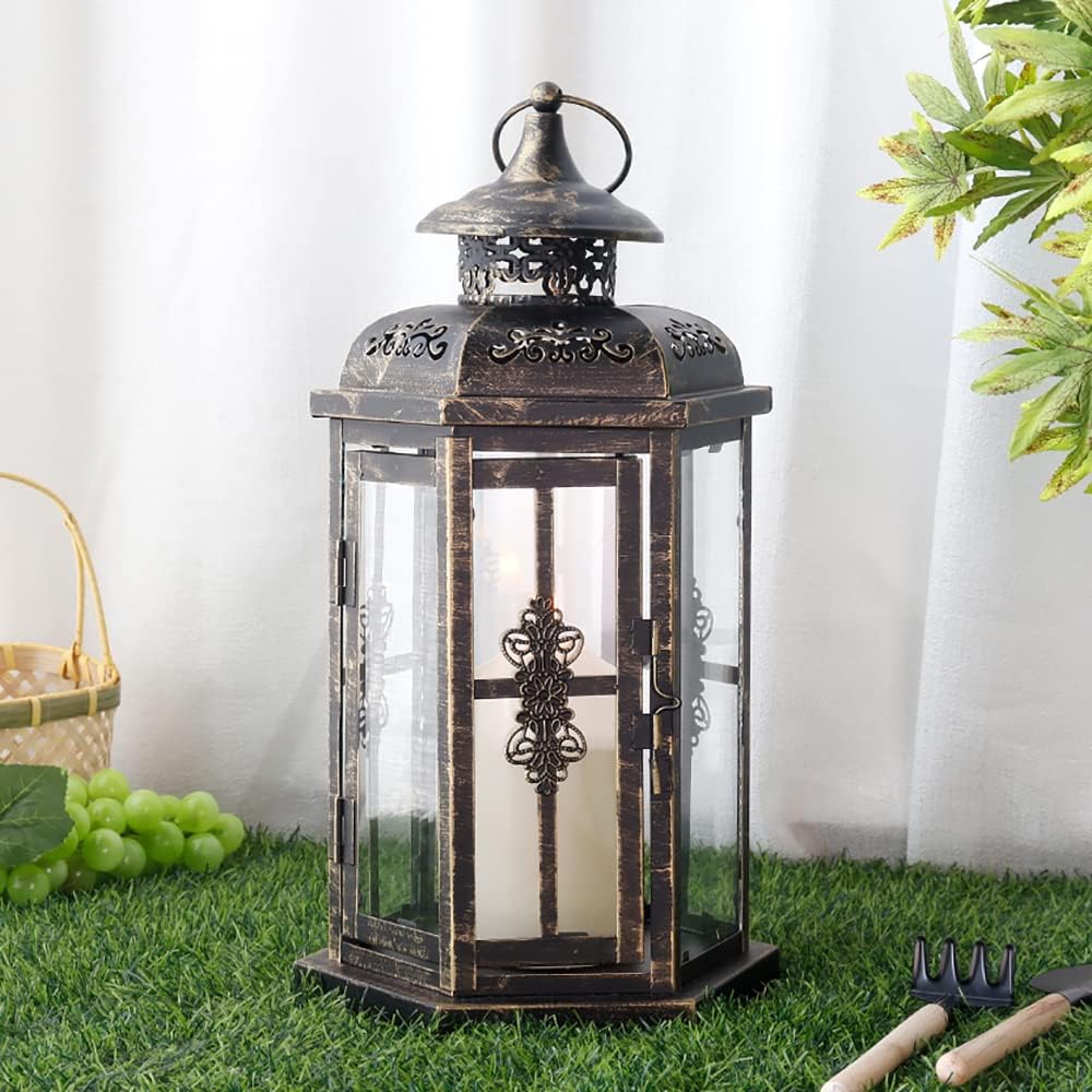 JHY DESIGN Dekorative Laternen 30cm hoch Aussen-Kerzenlaternen Vintage-Metall-Kerzenhalter für Innen