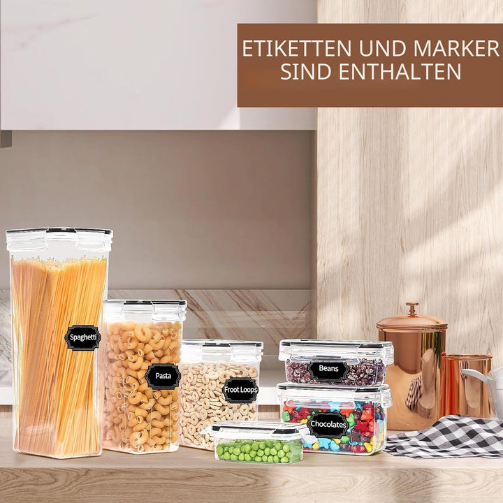 Skroam 36 Stück Kunststoffbehälter - Vorratsdosen mit Deckel - BPA-freie Müslibehälter- luftdichte L