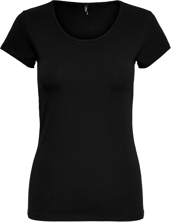 ONLY 3er Pack Damen T-Shirt schwarz oder weiss Kurzarm lang Basic Sommer T-Shirts XS S M L XL 152091