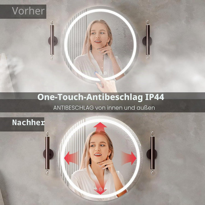 50cm Badezimmerspiegel mit Beleuchtung,Runder Spiegel mit Beleuchtung, Wandspiegel mit Frontbeleucht