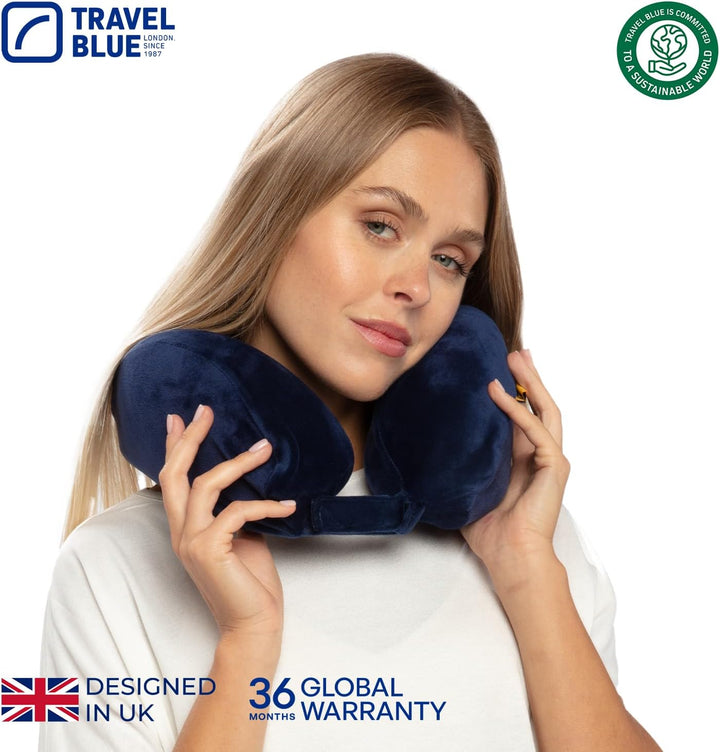 Travel Blue Reisekissen Memory Foam - Bequemes Memory Foam Kissen mit weichem Bezug, hervorragende K