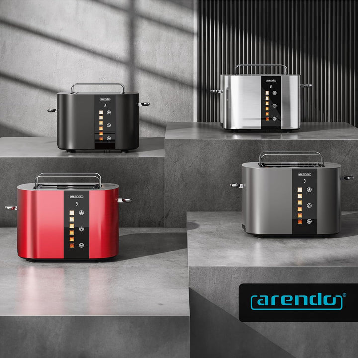 Arendo - Edelstahl Toaster 2 Scheiben - Touchscreen – Doppelwandgehäuse – 800 W – Integrierter Brötc