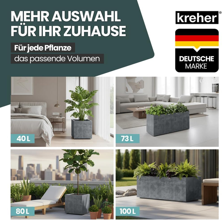 Kreher XL Pflanzkasten Millennium in verschiedenen Formaten und Farben. Tolle Naturstein Optik in Br