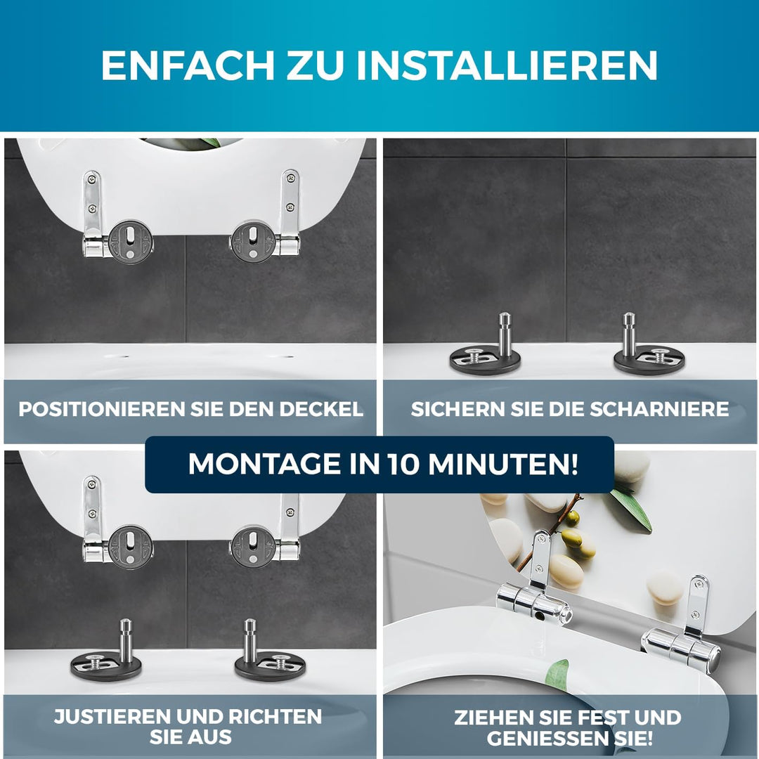 Benkstein Toilettendeckel mit Absenkautomatik Soft Grey – antibakterieller WC Sitz – Quick-Release z