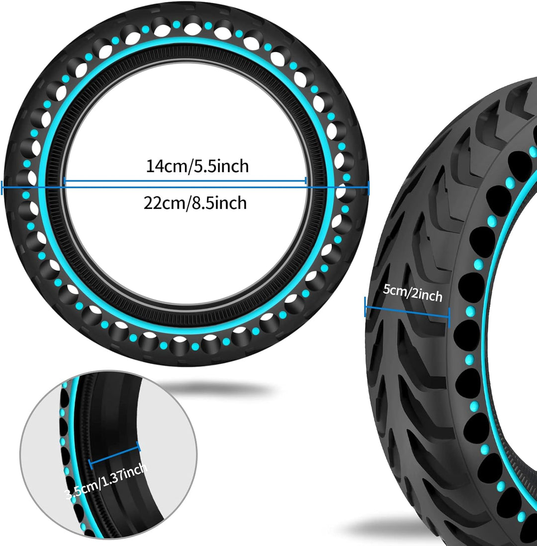 2PCS E Scooter Reifen 50/75-6.1 Tubeless, Werten Sie Ihr Scooter Auf mit Reifen 8 1/2 x2, Vollgummir