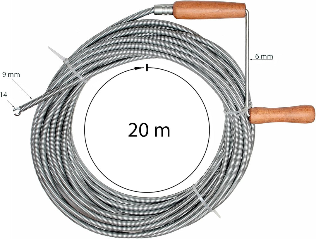 Rohrreinigungswelle Rohrreinigungsspirale Spirale Rohrreiniger 20m D. 9 mm 20 m, 20 m