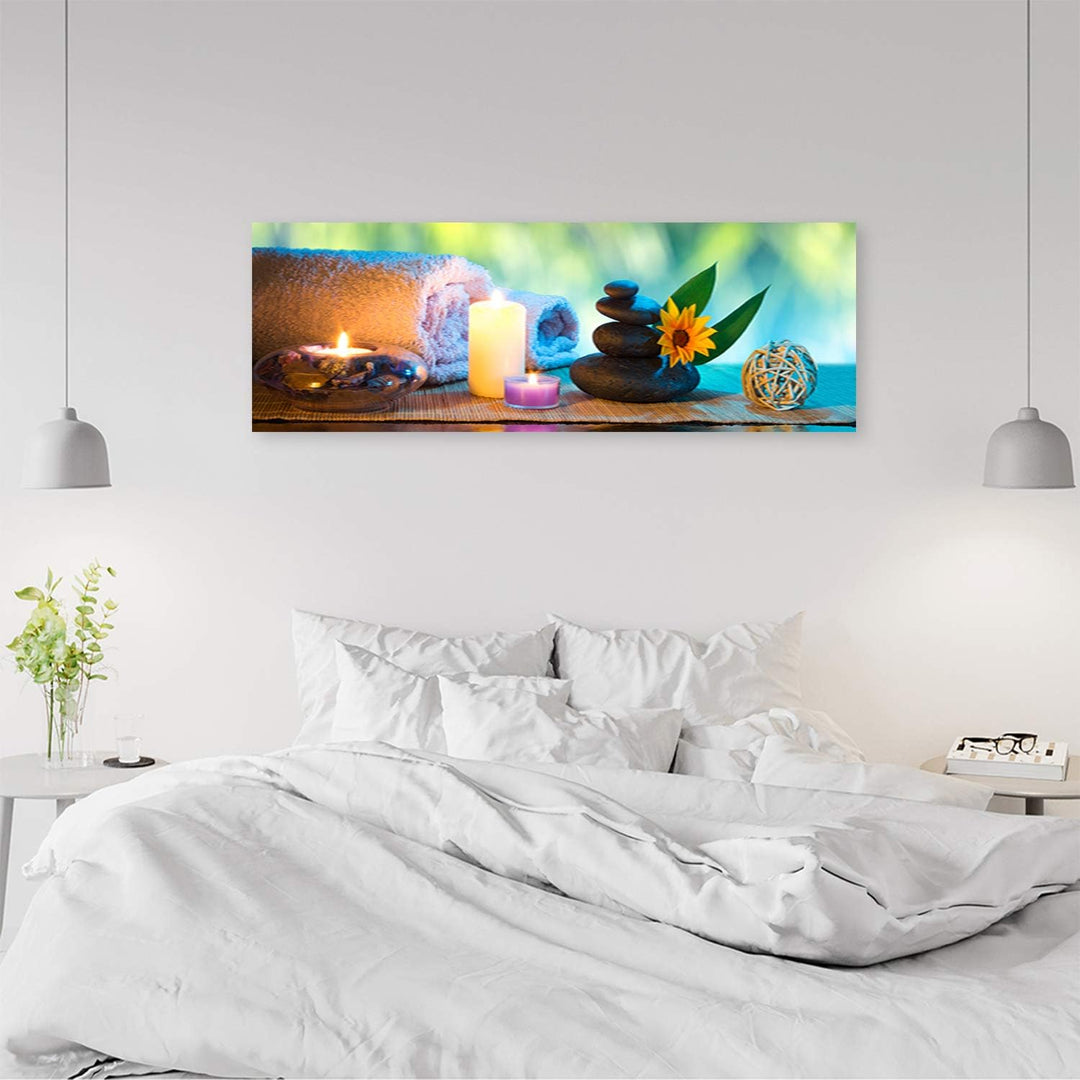Wandbild Spa Modern Deko Kunst Bilder Steine mehrfarbig 118x40 cm Deko Paneel 118x40 cm mehrfarbig_a