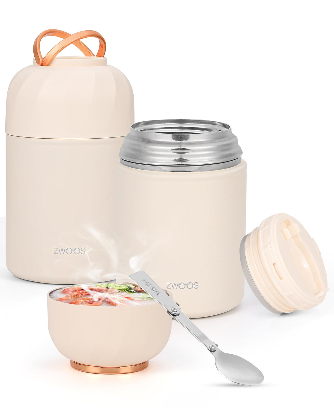 ZWOOS Thermoskanne für Lebensmittel, 850 ml, Edelstahl, isoliert, mit Griff, isolierte Lebensmittelb
