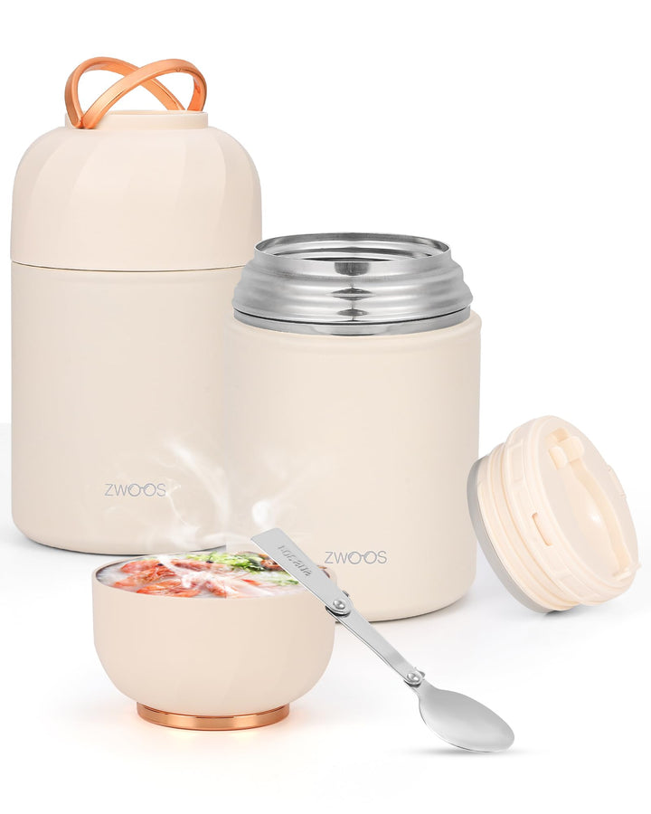 ZWOOS Thermoskanne für Lebensmittel, 850 ml, Edelstahl, isoliert, mit Griff, isolierte Lebensmittelb