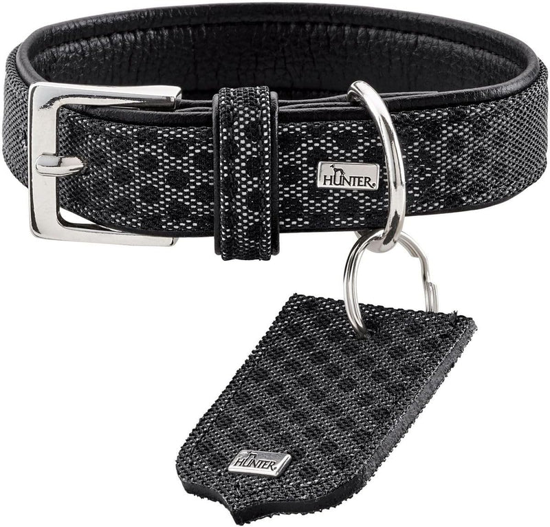 HUNTER HELLA REFLECT, Hundehalsband, reflektierend, Textil, Kunstleder, 45 (S), schwarz schwarz 45 (