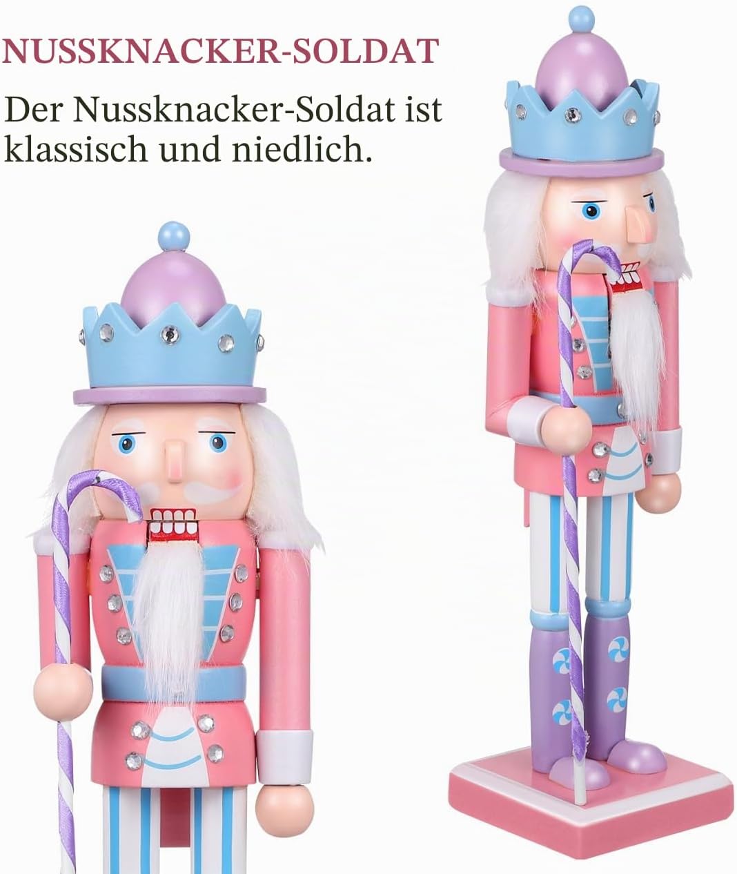 JECOMPRIS Weihnachts-Soldat-Nussknacker-Dekoration Holz 25 4 cm Nussknacker-Figur Weihnachtsdekorati