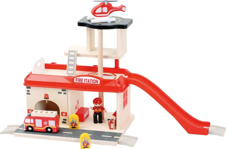 Small Foot Feuerwache mit Feuerwehrauto, Feuerwehrmann und Hubschrauber, ab 3 Jahren, 10900 Eisenbah