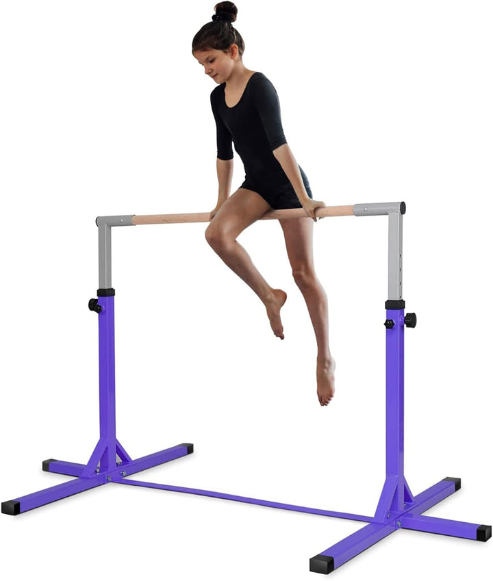 DREAMADE Gymnastik Turnreck Kinder, Reck Indoor, Reckstange Höhenverstellbar 12 Stufen, Reck Stange