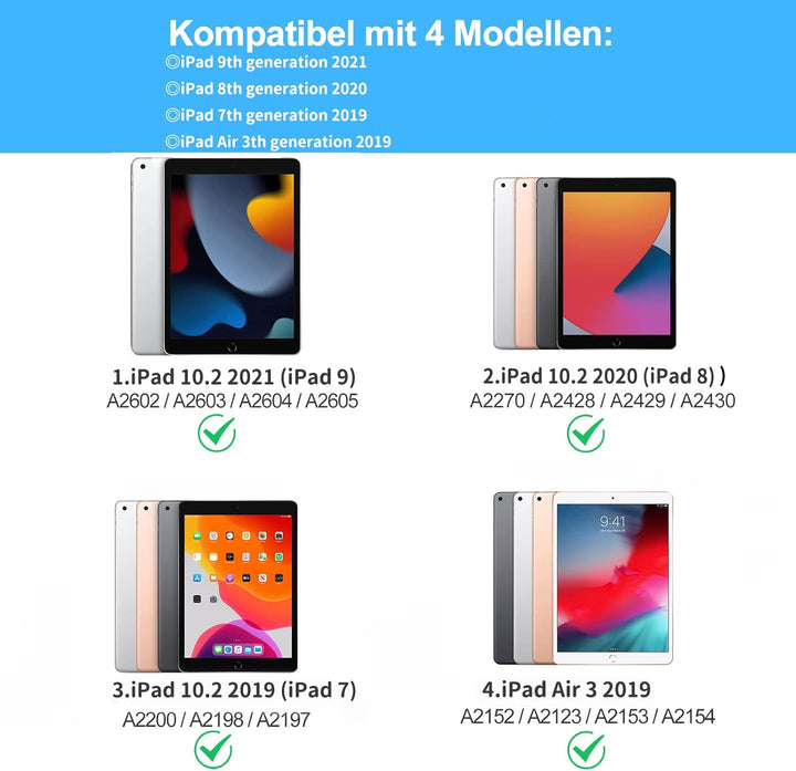 SENGBIRCH iPad 9 Generation hülle mit Tastatur - Beleuchtete Tastatur (QWERTZ Layout) mit Stifthalte