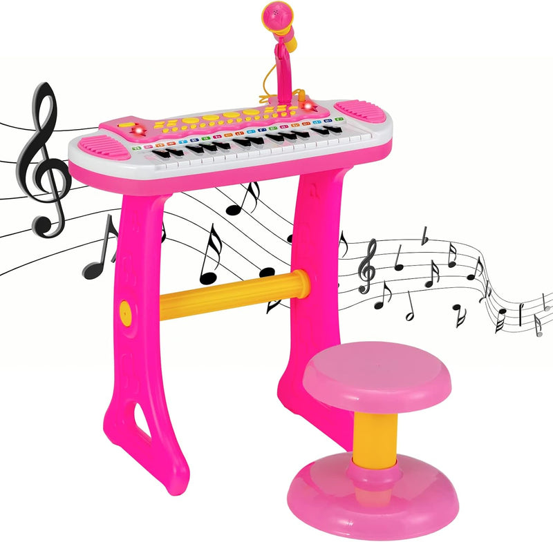 COSTWAY Kinder-Keyboard mit 31 Tasten, tragbares Musikinstrument mit Mehreren Sounds & Lichteffekten