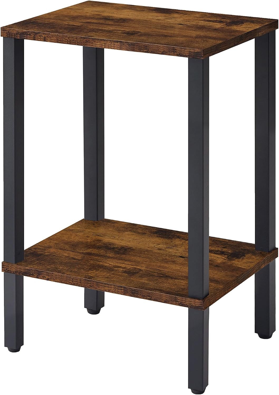 Gewudraw Beistelltisch, Kleiner Tisch, Nachttisch Schmal mit 2 Ebenen, Industriestil, Couchtisch mit