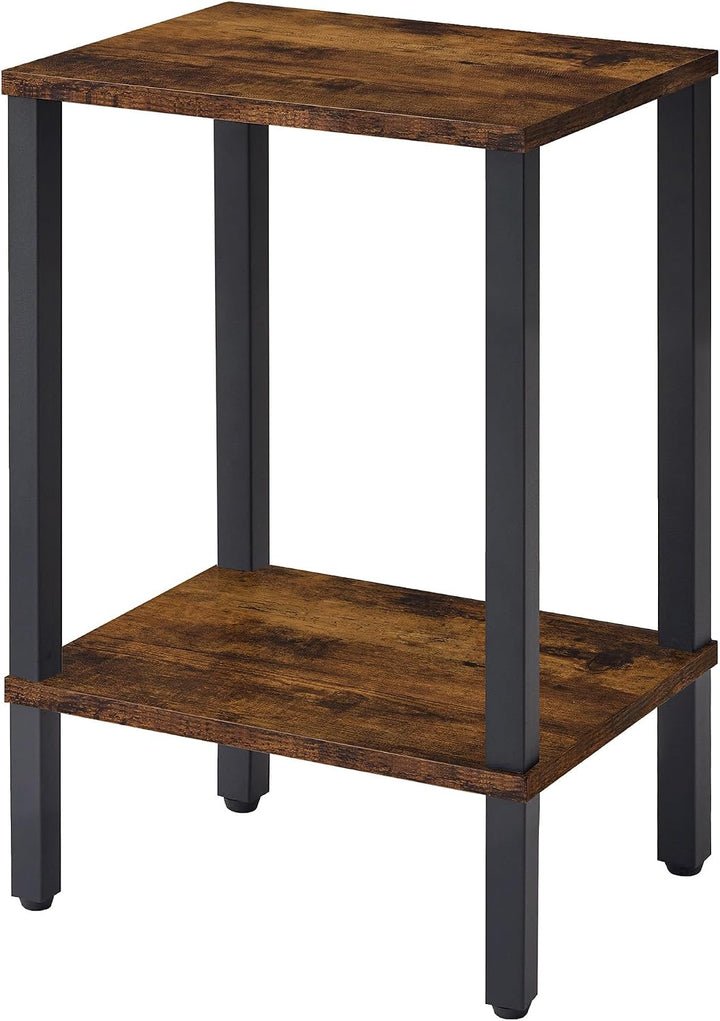 Gewudraw Beistelltisch, Kleiner Tisch, Nachttisch Schmal mit 2 Ebenen, Industriestil, Couchtisch mit